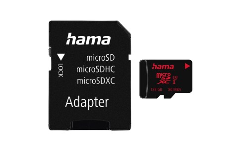 Hama MicroSDXC Pro 4K Card with SD Adapter, V30, UHS-I Class 3, 80MB/s 